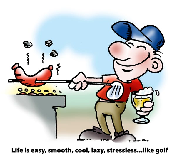 golf iron barbeque and beer