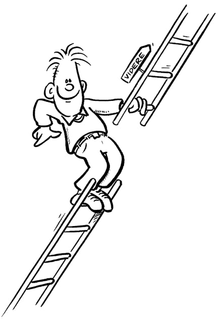 Tegning videre opad fra en stige til en anden Illustration go upwards from one ladder to another