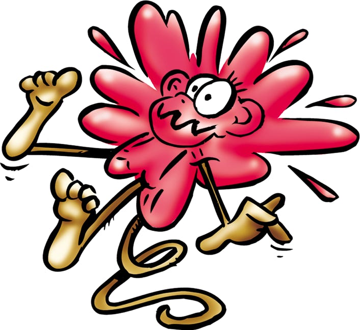 Monkey hit by pink splat illustration